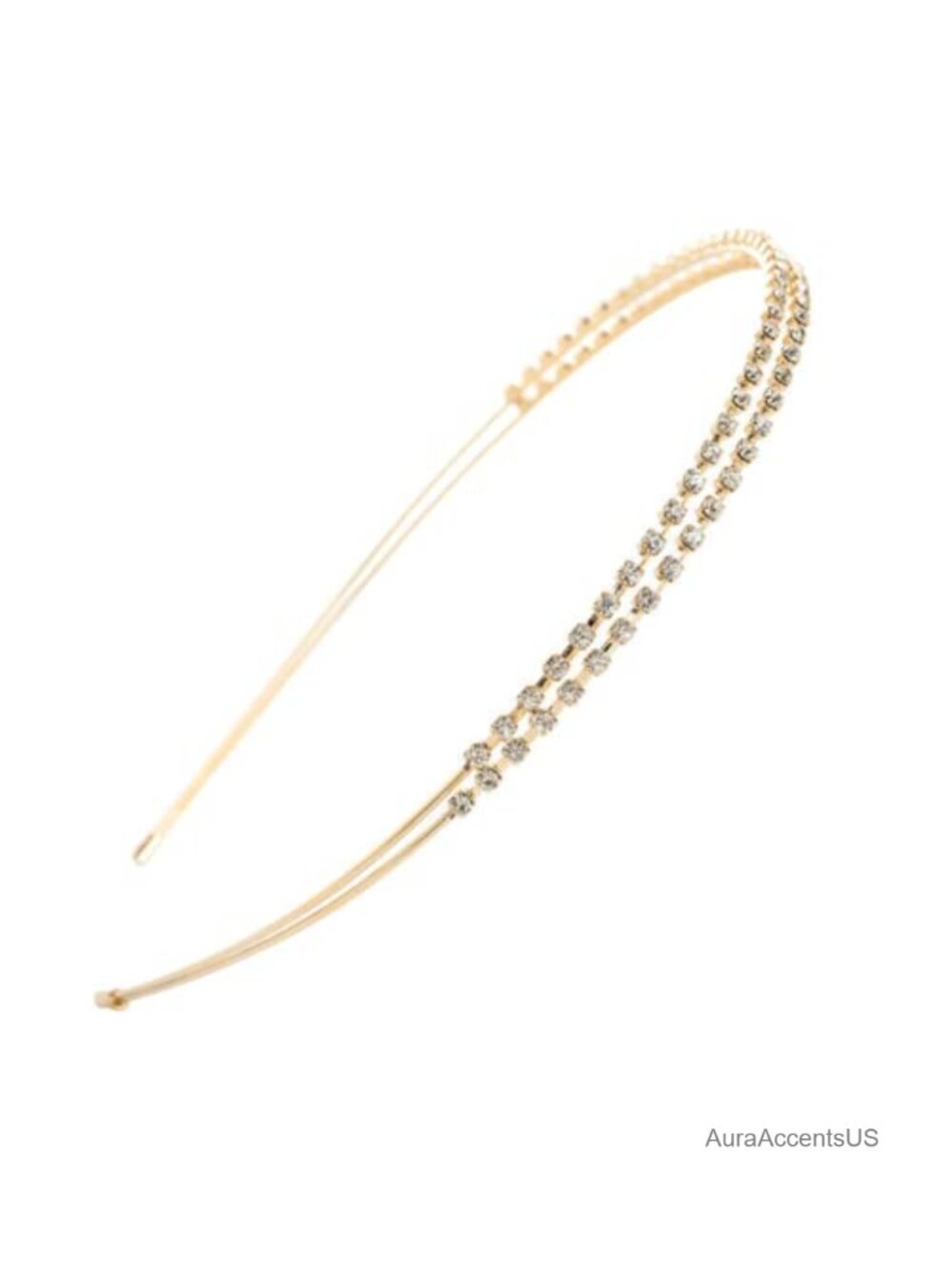 Crystal Rhinestone Double Row Headband Wedding Party Hair Accessory